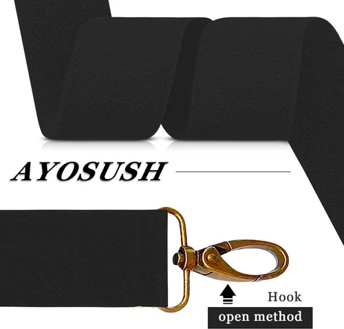 Vista 4 de AYOSUSH Tirantes vintage para hombre resistentes 4 ganchos a presión para trabillas para cinturón ajustables espalda en X Bronce