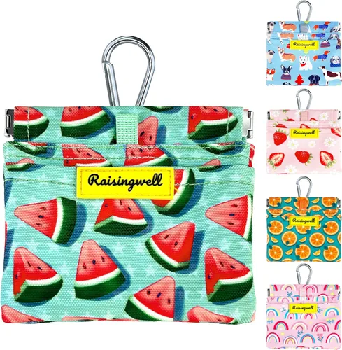 Vista 9 de Raisingwell Bolsa de entrenamiento para mascotas de tamaño bolsillo, tela de algodón, bolsa de paseo para perros manos libres con mosquetón