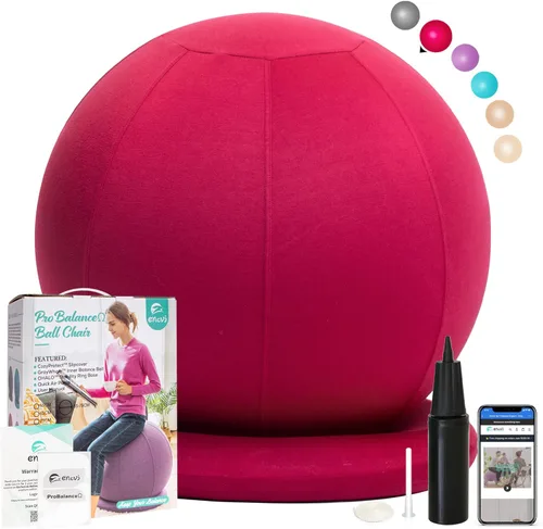 Vista 9 de ProBalanceΩ - Silla de bola de yoga, silla de ejercicio con funda y base para escritorio de oficina en casa, parto y embarazo, bola de estabilidad