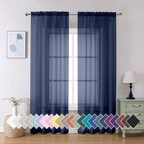 Vista 77 de Aiyufeng 2 paneles de cenefa transparente negra de 14 pulgadas de largo, cortinas cortas para dormitorio, cortinas de cocina para ventana pequeña