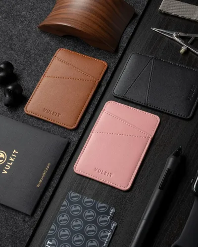 Vista 8 de VULKIT Tarjetero para teléfono Billetera de cuero adhesivo bolsillo RFID bloqueo tarjetas de crédito fundas para tarjetas de crédito Stick Back of