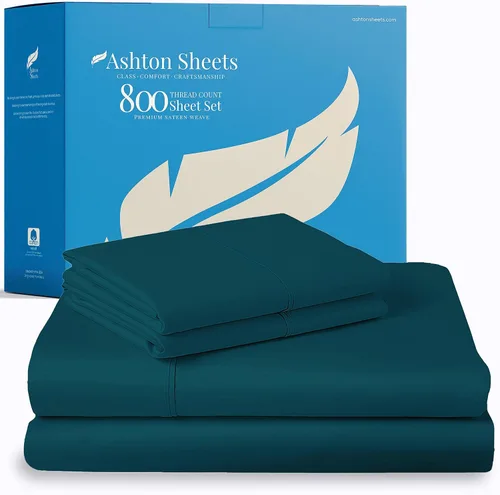 Ashton Sheets - Juego de sábanas 100% de algodón egipcio tamaño King - Juego de 4 piezas de sábanas de algodón egipcio de 800 hilos de tamaño King