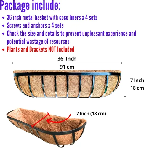 Vista 2 de LaLaGreen - Paquete de 4 macetas de ventana de 36 pulgadas de largo para colocar en la casa, macetas de pared para plantas al aire libre