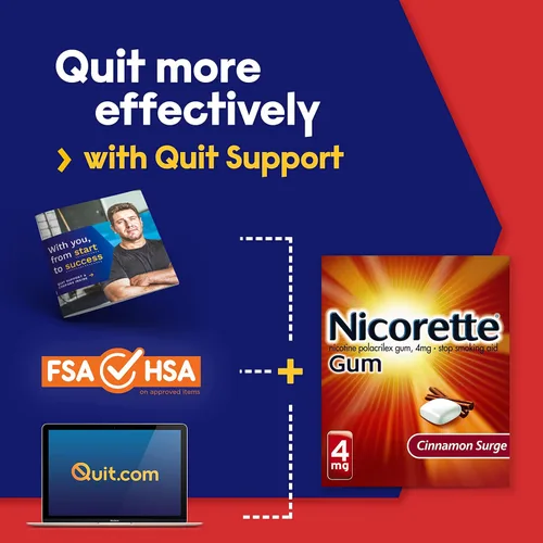 Vista 2 de Nicorette Goma de mascar de nicotina recubierta de 4 mg para ayudar a dejar de fumar con el programa de apoyo conductual, ayuda para dejar de fumar