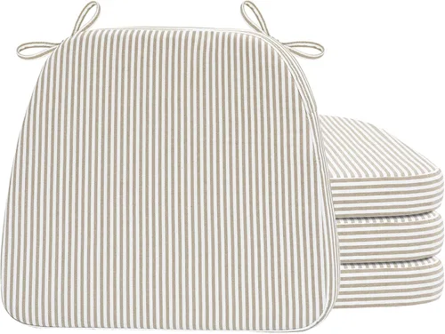 Vista 124 de AAAAAcessories - Cojines para silla en forma de D, 2" de espesor, almohadillas para sillas de comedor con lazos y removibles, cubierta lavable a