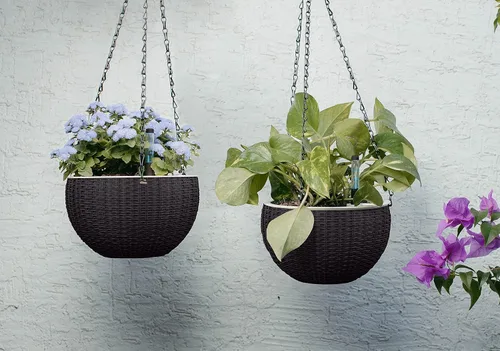 Vista 8 de Macetas colgantes de riego automático de 7.5 pulgadas para plantas de interior, maceta con indicador de nivel de agua para plantas, macetas