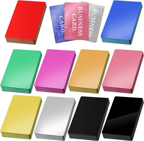 Vista 9 de 300 piezas de hojas de aluminio en blanco para grabado en metal multiusos, hojas en blanco para tarjetas de visita de aluminio para grabado CNC