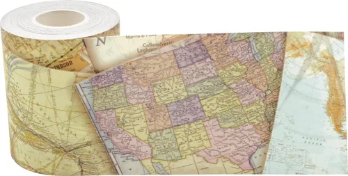 Vista 3 de Teacher Created Resources Travel The Map - Borde enrollado recto – 50 pies – Decora tablones de anuncios, paredes, escritorios, ventanas, puertas