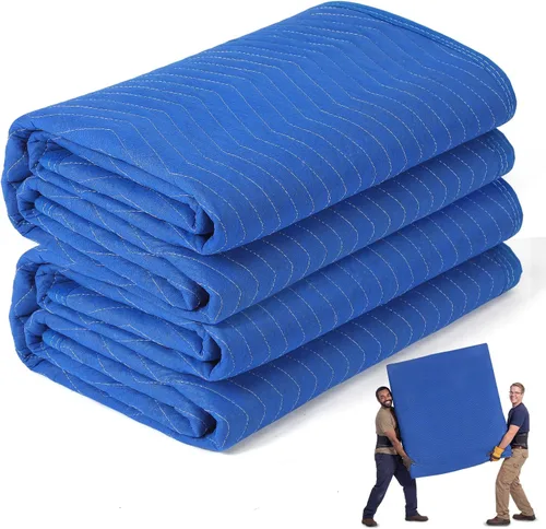 Vista 12 de Peryiter Paquete de 2 mantas móviles extra grandes de 96 x 80 pulgadas, almohadillas de mudanza resistentes de 4.4 libras y mantas de embalaje Negro