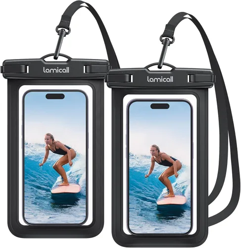 Vista 11 de Lamicall 2 piezas de bolsa impermeable para teléfono flotante - [Diseño suave 3D sin costuras] Funda impermeable IPX8 para teléfono celular
