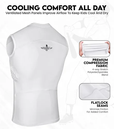 Vista 3 de Exxact Sports Protector de pecho de béisbol juvenil, protector de pecho acolchado para el esternón, protector de pecho de sóftbol y costillas