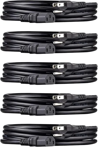 Vista 11 de Amazon Basics - Cable de alimentación para PC, 12 pies, cable de alimentación CA para monitor, computadora, TV, 3 clavijas, 18 AWG, 125 voltios