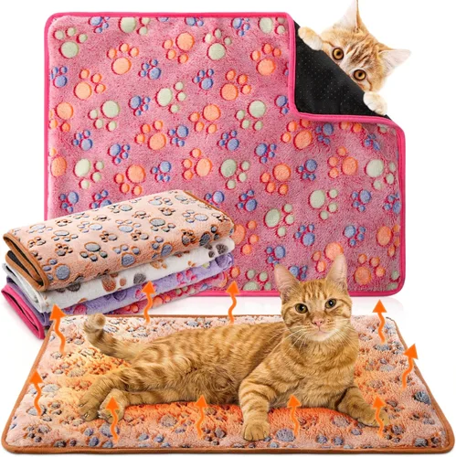Vista 11 de Paquete de 4 camas autocalentables para gatos, almohadilla autocalentable con funda extraíble, almohadilla térmica extra cálida para mascotas