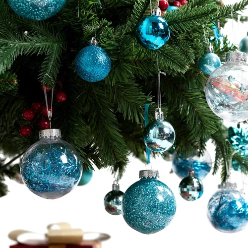 Vista 6 de AMS Juego de adornos de bolas de Navidad de plástico transparente inastillables de 2.36 pulgadas 24 unidades, juego de bolas decorativas de Navidad