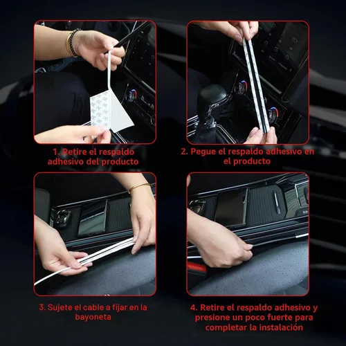 Vista 3 de Augeny 4 piezas de funda de cable oculta autoadhesiva para coche, protector de cable de tubo oculto, organizador de cable con división automática