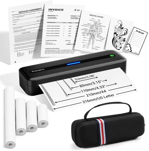 Vista 11 de Phomemo Impresoras Portátiles Inalámbricas para Viajes, Impresora Térmica Portátil sin Tinta para Teléfono y Portátil, Compatible con Papel