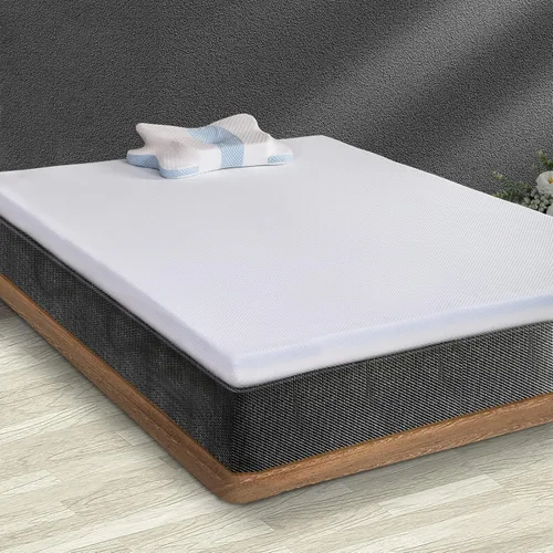Vista 6 de Cubrecolchón de espuma viscoelástica de 3 pulgadas, tamaño Queen, con infusión de gel para aliviar la presión del dolor de espalda, diseño suave