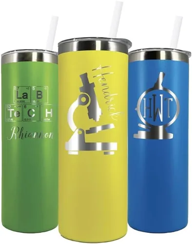 Vista 2 de Lab Tech - Vaso delgado personalizado grabado con láser de 20 onzas, regalo, vaso personalizado de tecnología de laboratorio, regalo de técnico