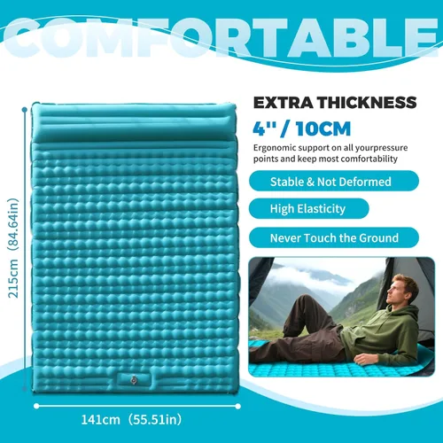 Vista 2 de Colchón de aire para camping, almohadilla de dormir autoinflable, equipo de campamento, cama de viaje, almohadilla para dormir, cama portátil