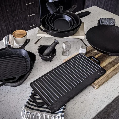 Vista 7 de Juego de mortero y mortero de hierro fundido de 4.75 pulgadas, molinillo de especias de 2 tazas