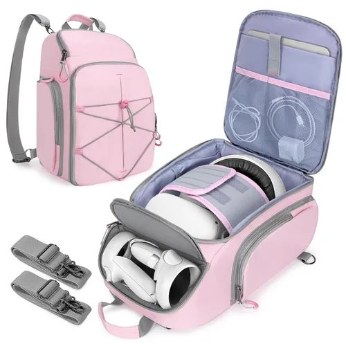 Carrying Case Compatible with Oculus Meta Quest 2/Quest 3/Quest 3S/VR Elite Strap, Travel Storage Bag Backpack with Separate Room for Touch