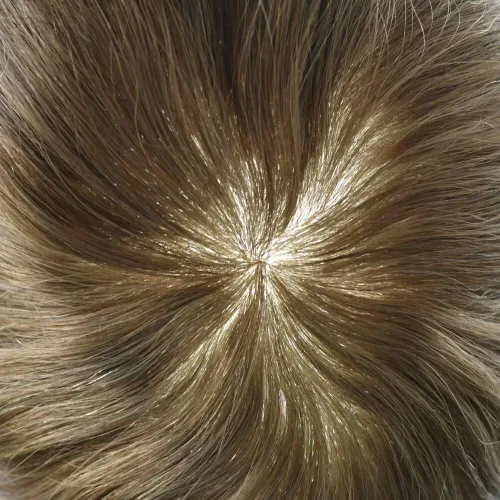 Vista 26 de Men's 8X10 All Poly Toupee Real Human Hair Replacement System, 0.1mm Thin Skin PU Injected Hairpiece, Scallop PU Front Natural Hairline #1 Jet
