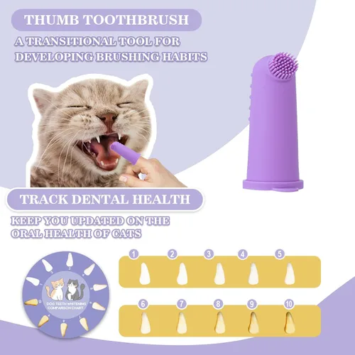 Vista 6 de Cepillo de dientes para gatos Kit completo de cuidado dental con rastreador de blanqueamiento de dientes, cepillos premium para gatos, fácil higiene