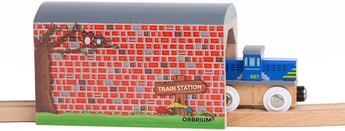 Vista 2 de Gran túnel de madera para ferrocarril de madera, se adapta a Thomas Brio Chuggington Melissa Doug Imaginarium