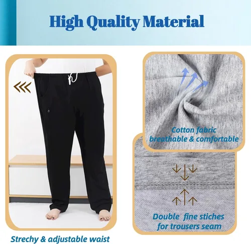 Vista 5 de Pantalones de bolsa de pierna de catéter, pantalones con soporte para bolsa de orina para hombres/mujeres Gris