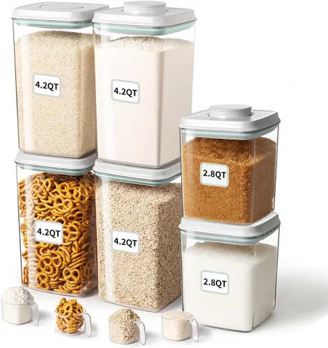 Vista 7 de Ankou Recipiente hermético para almacenamiento de alimentos con tapa a presión y cuchara de 130ml, 4L/1.67qt *2, Recipiente libre de BPA