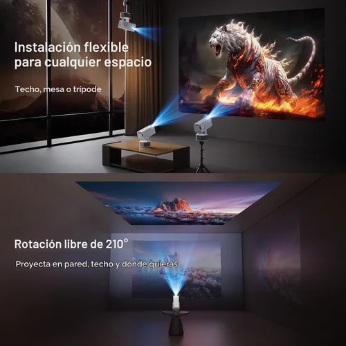 Vista 7 de Audio Dolby de 10 W, brillo mejorado, enfoque automático: soporte para mini proyector 4K - Proyector portátil inteligente con WiFi 6 y Bluetooth