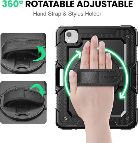 Vista 3 de SEYMAC Funda para iPad Air de 5ª/4ª generación de 10.9 pulgadas, Funda Protectora de Cuerpo Completo Resistente a Golpes con Protector de Pantalla