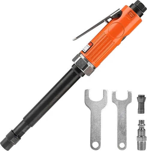 Vista 8 de Amoladora de troquel de aire recto de extensión extra larga de 11 pulgadas, herramienta de amoladora de aire de eje largo extendido de alta velocidad