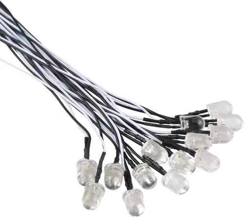 Vista 27 de 30 piezas de luces LED de 12 voltios de 1.8 mm, diodos emisores, precableados, 20 cm, DC 12v, lente transparente, pequeñas lámparas LED