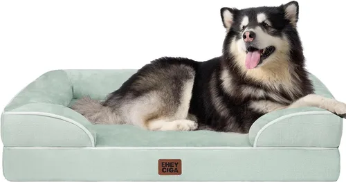 Vista 84 de EHEYCIGA - Cama ortopédica para perro grande, impermeable, de espuma viscoelástica y espuma tipo caja de huevos, bordes elevados, antideslizante