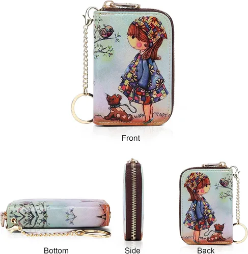 Vista 2 de APHISON RFID - Tarjetero carteras para mujer Funda para tarjetas de piel con cremallera para mujerniñaCaja regalo