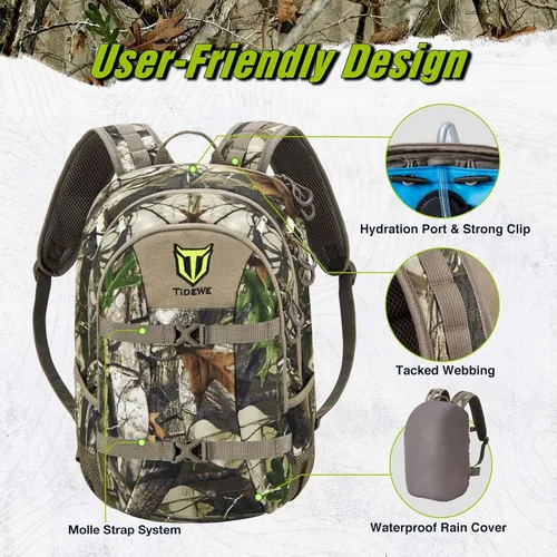 Vista 4 de TIDEWE - Mochila de caza para hombre, 25L, ligera, para caza de ciervos
