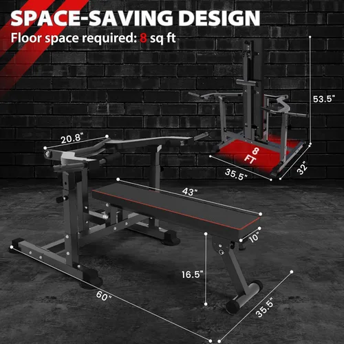 Vista 7 de Outdoor Basic - Máquina ajustable de presión de pecho con brazos convergentes independientes, banco de pesas plano/inclinado para gimnasio en casa
