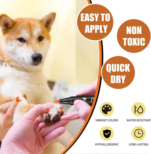 Vista 3 de 7 colores de esmalte de uñas de perro de secado rápido, esmalte de uñas seguro para mascotas, fácil de aplicar, no tóxico, uñas para perros