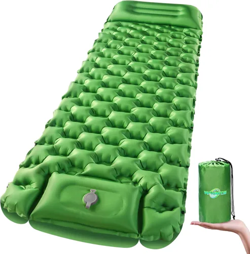 Vista 8 de WANNTS Sleeping Pad, Ultralight Inflatable Sleeping Pad for Camping, Built-in Pump, Ultimate for Hiking - Airpad, Carry Bag, Repair Kit - Compact &
