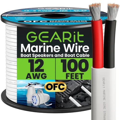 Vista 19 de GEARit Cable marino de calibre 12, 12/2 AWG (20 pies), cobre estañado de grado marino, libre de oxígeno, dúplex de 2 conductores, aislado rojo