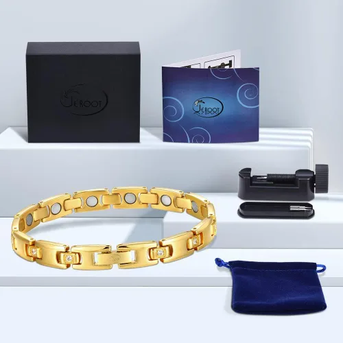 Vista 7 de JEROOT Pulseras magnéticas de titanio para mujer, pulseras de titanio 100% puro, amigables con la piel, pulseras ultraligeras y ajustables