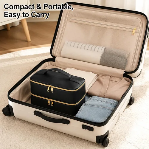 Vista 9 de Bolsa de viaje para herramientas para el cabello con alfombrilla resistente al calor para Shark Flex, funda de viaje impermeable de piel sintética