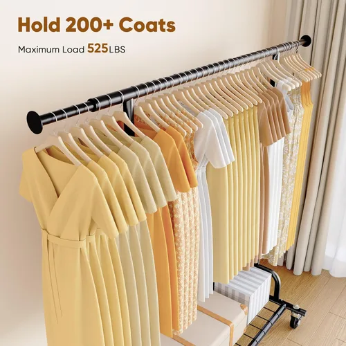 Vista 3 de HOKEEPER Perchero de Ropa Plegable Perchero de Ropa Plegable Capacidad 525 LBS Percheros de Ropa con Ruedas Resistente Perchero Rodante para Colgar