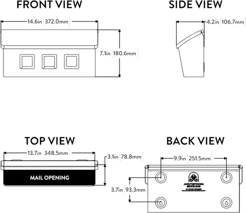 Vista 8 de Architectural Mailboxes Wayland™ Buzón vertical montado en la pared para exterior, buzón pequeño de metal de acero galvanizado resistente al óxido