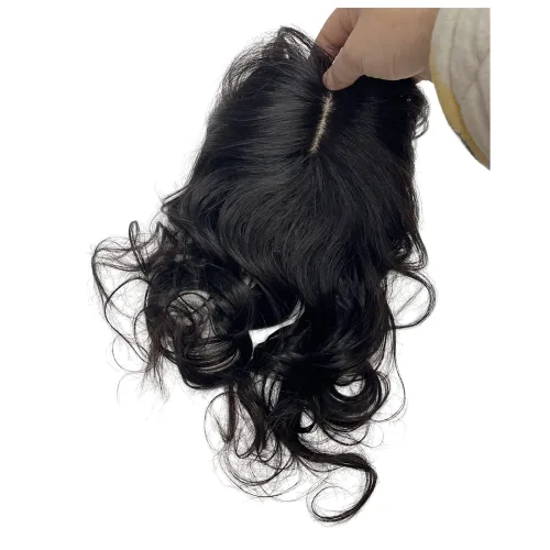 Vista 7 de Anemone Extensiones de cabello humano ondulado con flequillo, 14 pulgadas, extensiones de cabello humano Remy brasileño natural con clip (1B)