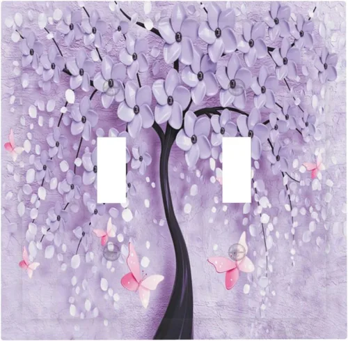 Vista 82 de Cubiertas de Tomacorriente 3D Árbol Morado 1 Gang Placa de Cubierta de Interruptor de Luz Dúplex Placas Decorativas de Pared Placa de Interruptor