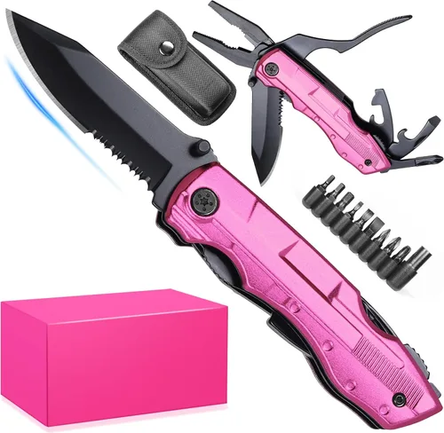 Relleno de calcetines para mujeres - Regalos para mujeres esposa mamá hermana, Cuchillo multiherramienta Pin'k - Regalos para mujeres para Navidad