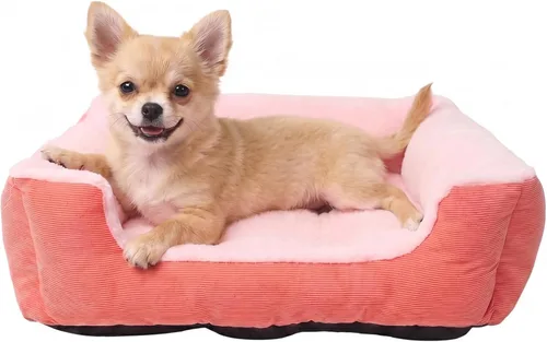 Cama pequeña para perros de 18 pulgadas para perros extra pequeños, cama rectangular suave para cachorros con superficie de felpa, cama lavable para