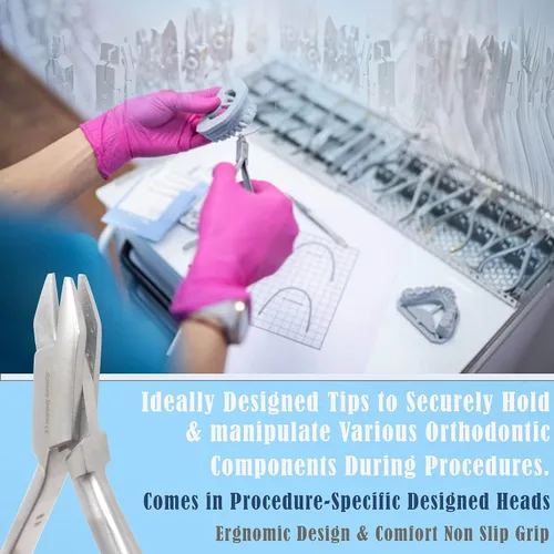 Vista 2 de Alicates de doblado de alambre de ortodoncia de acero inoxidable alemán prémium (alicates de 3 puntas)